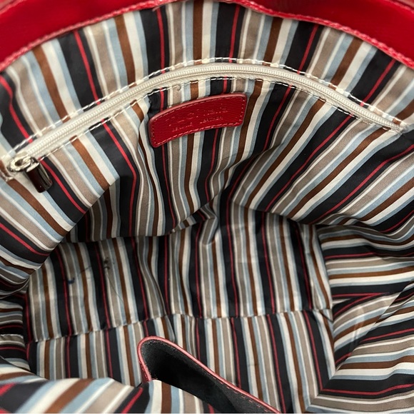 Tuci Italia Red Leather Reptile Embossed Tote - Picture 4 of 14